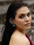Oxidized Silver Paisely Jhumka Ear Cuff