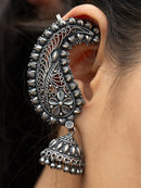 Oxidized Silver Paisely Jhumka Ear Cuff