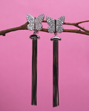 Butterfly Silver Dangle Tassel Earrings